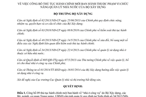 Quyết định 976/QĐ-BXD 2014 thủ tục hành chính mới Bộ Xây dựng