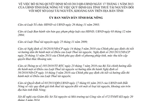 Quyết định 15/2014/QĐ-UBND bổ sung 03/2013/QĐ-UBND giá tính thuế tài nguyên khoáng sản Đắk Nông