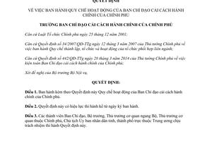 Quyết định 54/QĐ-BCĐCCHC 2014 Quy chế hoạt động Ban Chỉ đạo cải cách hành chính của Chính phủ
