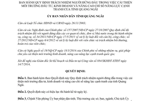Quyết định 321/QĐ-UBND 2014 trách nhiệm người đứng đầu trong đầu tư kinh doanh Quảng Ngãi