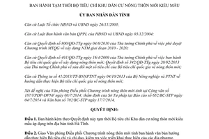 Quyết định 33/2014/QĐ-UBND Bộ tiêu chí Khu dân cư nông thôn mới kiểu mẫu Hà Tĩnh