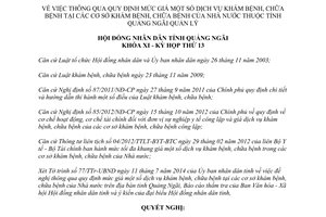 Nghị quyết 23/2014/NQ-HĐND mức giá dịch vụ khám chữa bệnh tại cơ sở Nhà nước Quảng Ngãi