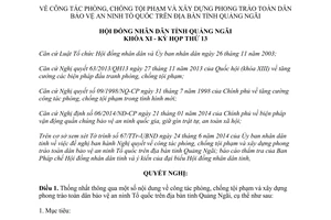 Nghị quyết 25/2014/NQ-HĐND phòng chống tội phạm phong trào toàn dân bảo vệ an ninh Tổ quốc Quảng Ngãi