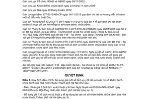 Quyết định 30/2014/QĐ-UBND điều chỉnh giá dịch vụ y tế cơ sở khám chữa bệnh nhà nước Hà Nội