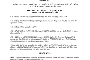 Nghị quyết 03/2014/NQ-HĐND Chương trình phát triển nhà ở Bình Phước đến 2020 định hướng đến 2030