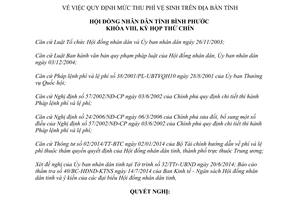 Nghị quyết 05/2014/NQ-HĐND mức thu phí vệ sinh Bình Phước