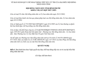 Nghị quyết 01/2014/NQ-HĐND Quy chế hoạt động tiếp xúc cử tri của đại biểu Hội đồng nhân dân Bình Phước