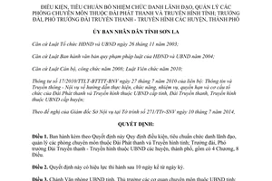 Quyết định 13/2014/QĐ-UBND tiêu chuẩn lãnh đạo quản lý chuyên môn Đài Phát thanh Truyền hình Sơn La