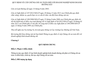 Thông tư 30/2014/TT-BGTVT cấp Chứng chỉ an toàn doanh nghiệp kinh doanh đường sắt