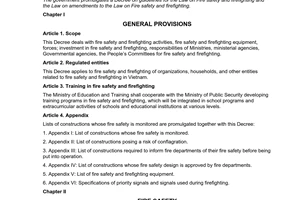 Decree No. 79/2014/NĐ-CP guidelines for the Law on fire safety firefighting