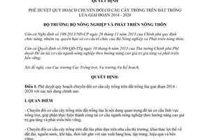 Quyết định 3367/QĐ-BNN-TT 2014 chuyển đổi cơ cấu cây trồng lúa 2014 2020