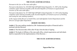 Decision No. 04/2014/QD-KTNN issuing the state auditing standard No.200