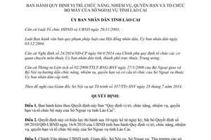 Quyết định 24/2014/QĐ-UBND nhiệm vụ quyền hạn tổ chức bộ máy Sở Ngoại vụ tỉnh Lào Cai