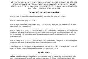 Quyết định 583/QĐ-UBND năm 2014 giá sản phẩm đất đai tài sản gắn liền với đất Ninh Bình