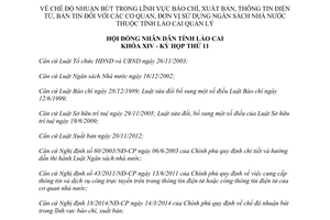 Nghị quyết 14/2014/NQ-HĐND chế độ nhuận bút báo chí xuất bản thông tin điện tử bản tin Lào Cai