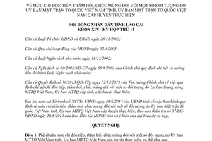 Nghị quyết 24/2014/NQ-HĐND mức chi đón tiếp thăm hỏi chúc mừng Ủy ban Mặt trận Tổ quốc Việt Nam Lào Cai