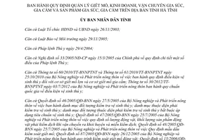 Quyết định 30/2014/QĐ-UBND quản lý giết mổ kinh doanh vận chuyển gia súc gia cầm Hà Tĩnh