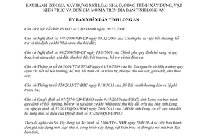 Quyết định 27/2014/QĐ-UBND đơn giá xây dựng nhà ở mồ mả Long An