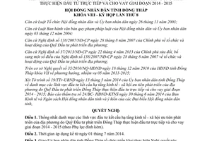 Nghị quyết 07/2014/NQ-HĐND lĩnh vực đầu tư kết cấu hạ tầng kinh tế xã hội ưu tiên phát triển Đồng Tháp