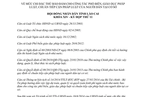 Nghị quyết 22/2014/NQ-HĐND mức chi giáo dục pháp luật chuẩn tiếp cận pháp luật Lào Cai