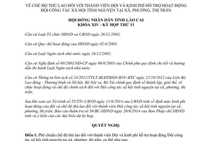 Nghị quyết 16/2014/NQ-HĐND chế độ thù lao Đội công tác xã hội tình nguyện Lào Cai