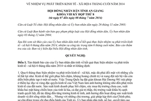 Nghị quyết 01/2014/NQ-HĐND nhiệm vụ kinh tế xã hội 6 tháng cuối 2014 An Giang