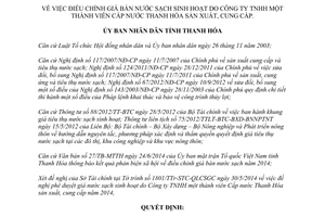 Quyết định 2132/2014/QĐ-UBND điều chỉnh giá bán nước sạch sinh hoạt Công ty Cấp nước Thanh Hóa