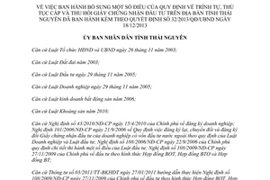 Quyết định 21/2014/QĐ-UBND bổ sung thủ tục cấp thu hồi Giấy chứng nhận đầu tư Thái Nguyên 32/2013/QĐ/UBND