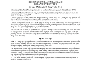 Nghị quyết 08/2014/NQ-HĐND tỷ lệ điều tiết khoản thu phạt vi phạm hành chính An Giang