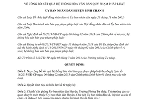 Quyết định 9053/QĐ-UBND 2014 kết quả hệ thống hóa văn bản pháp luật Bình Chánh Hồ Chí Minh