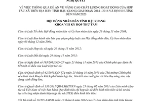 Nghị quyết 02/2014/NQ-HĐND nâng cao chất lượng hoạt động Hợp tác xã Hậu Giang 2014 2016 định hướng 2020