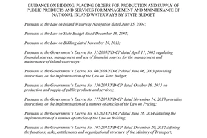 Circular No. 26/2014/TT-BGTVT bidding placing orders for production and supply of public products