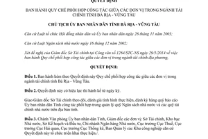 Quyết định 1399/QĐ-UBND 2014 phối hợp công tác đơn vị ngành tài chính Bà Rịa Vũng Tàu