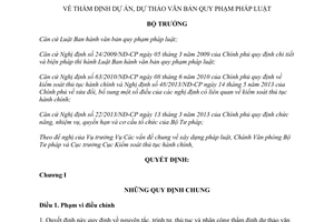 Quyết định 1598/QĐ-BTP 2014 thẩm định dự án dự thảo văn bản quy phạm pháp luật