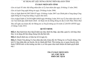 Quyết định 1422/QĐ-UBND 2014 quản lý tích hợp khai thác sử dụng dữ liệu dùng chung Thừa Thiên Huế