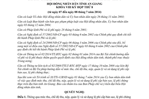 Nghị quyết 07/2014/NQ-HĐND chế độ thu nộp quản lý sử dụng lệ phí cấp bản sao chứng thực An Giang