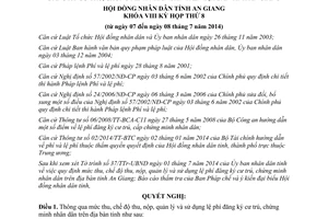Nghị quyết 03/2014/NQ-HĐND chế độ thu nộp quản lý sử dụng lệ phí đăng ký cư trú chứng minh nhân dân An Giang