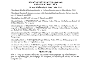 Nghị quyết 05/2014/NQ-HĐND chế độ thu nộp quản lý sử dụng lệ phí cấp biển số nhà An Giang