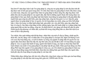 Chỉ thị 16/2014/CT-UBND tăng cường trợ giúp pháp lý Bình Phước