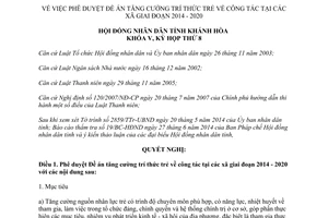 Nghị quyết 06/NQ-HĐND 2014 Tăng cường trí thức trẻ về công tác Khánh Hòa 2014 2020