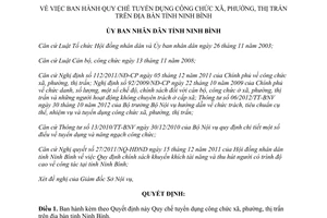 Quyết định 19/2014/QĐ-UBND tuyển dụng công chức xã phường thị trấn Ninh Bình