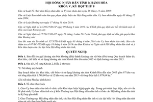 Nghị quyết 05/2014/NQ-HĐND sửa đổi 22/2012/NQ-HĐND thăm dò khai thác chế biến khoáng sản Khánh Hòa 2015