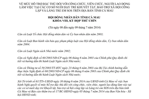 Nghị quyết 07/2014/NQ-HĐND hỗ trợ công viên chức nuôi dạy trẻ khuyết tật bảo trợ xã hội Cà Mau