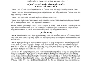 Nghị quyết 07/2014/NQ-HĐND chế độ hỗ trợ đào tạo bồi dưỡng cán bộ công viên chức Khánh Hòa