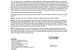 Thông tư 22/2014/TT-BGDĐT Quy chế đào tạo trung cấp chuyên nghiệp