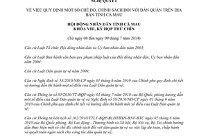 Nghị quyết 10/2014/NQ-HĐND chế độ chính sách dân quân Cà Mau