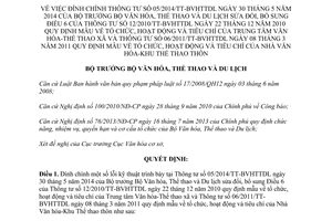 Quyết định 2120/QĐ-BVHTTDL 2014 đính chính 05/2014/TT-BVHTTDL