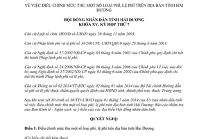 Nghị quyết 81/2014/NQ-HĐND điều chỉnh mức thu phí lệ phí Hải Dương