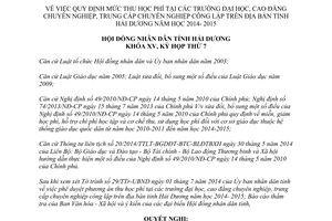 Nghị quyết 82/2014/NQ-HĐND mức thu học phí trường đại học cao đẳng trung cấp chuyên nghiệp Hải Dương 2014 2015