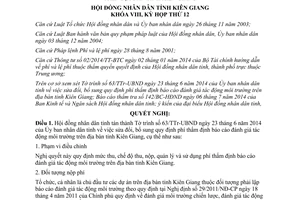 Nghị quyết 68/2014/NQ-HĐND phí thẩm định báo cáo đánh giá tác động môi trường Kiên Giang